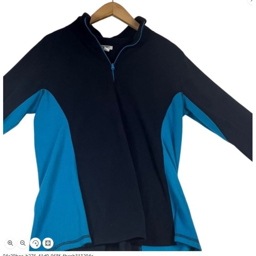 Old Navy Active Womens Large Navy Blue Turquoise Colorblock Fleece Quarter Zip